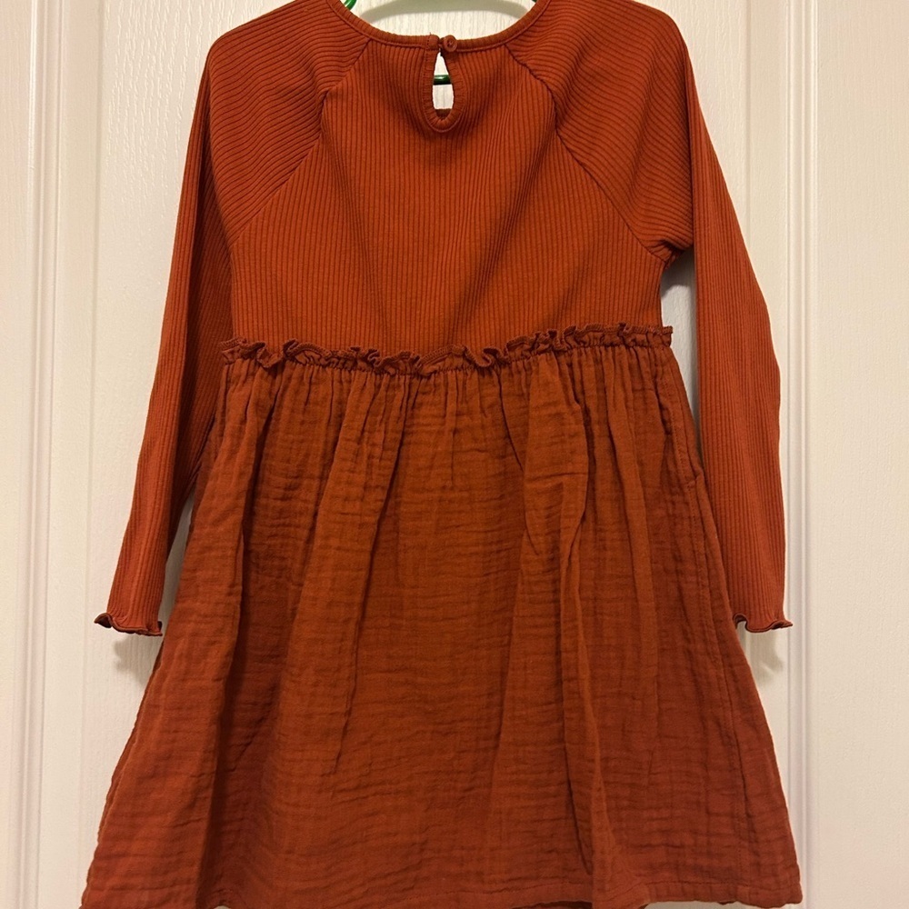 Old Navy Girls 4T Rust Long Sleeve Dress - Picture 2 of 2